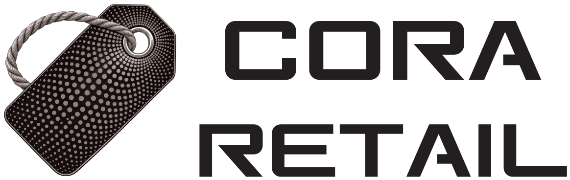 Cora Retail horizontal logo, high contrast black