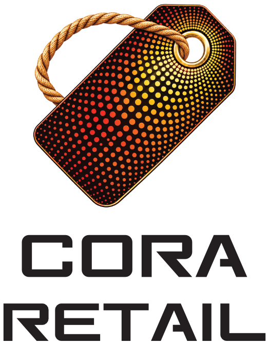 Cora Retail stacked logo, light background